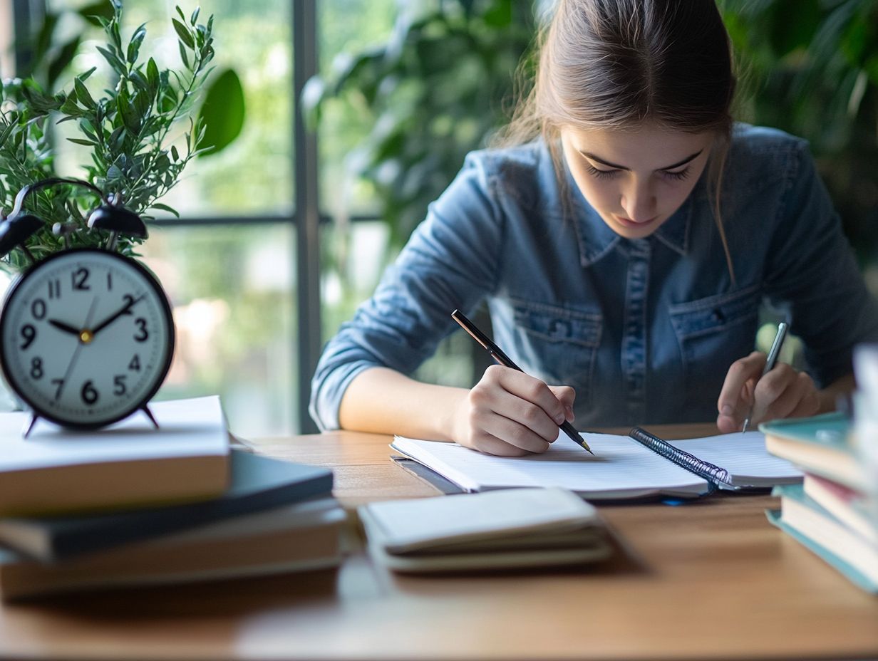 A graphic illustrating time management strategies for test-taking.