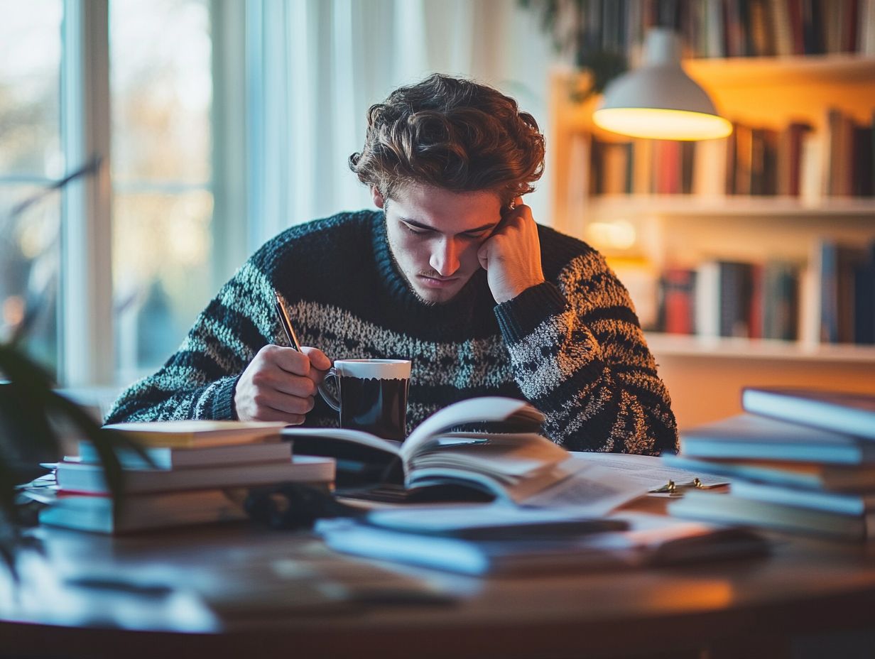 A person writing under timed conditions