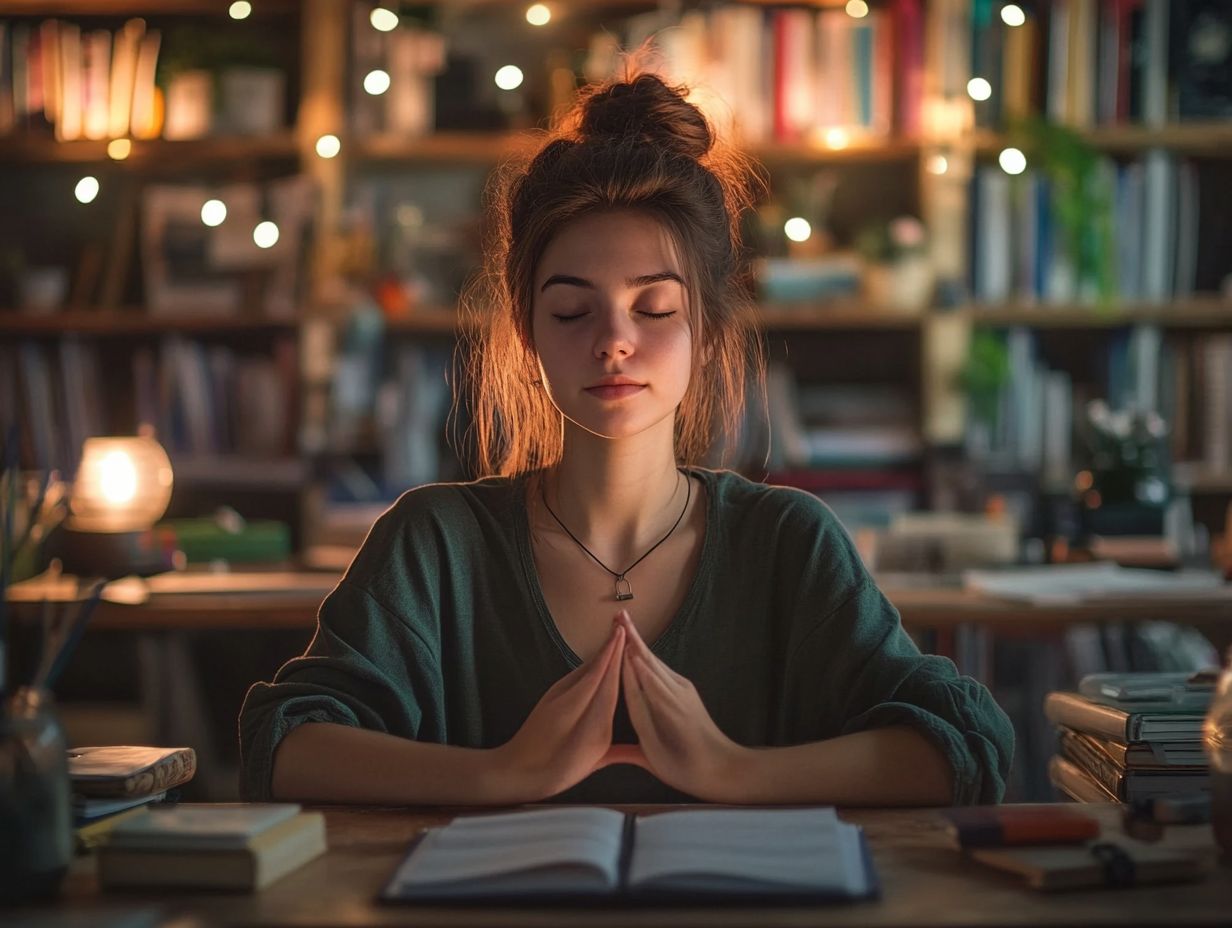 A student celebrating after completing a study session